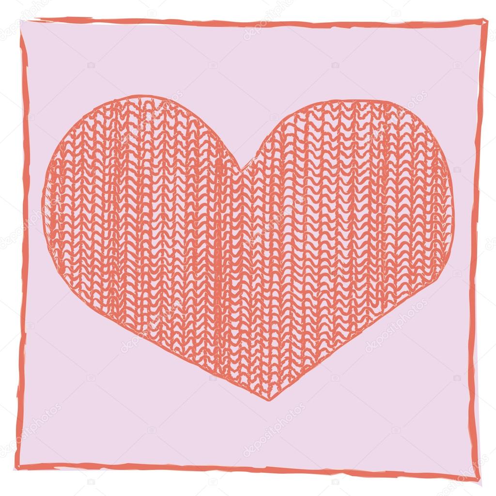 Vector valentines heart with wool fabric