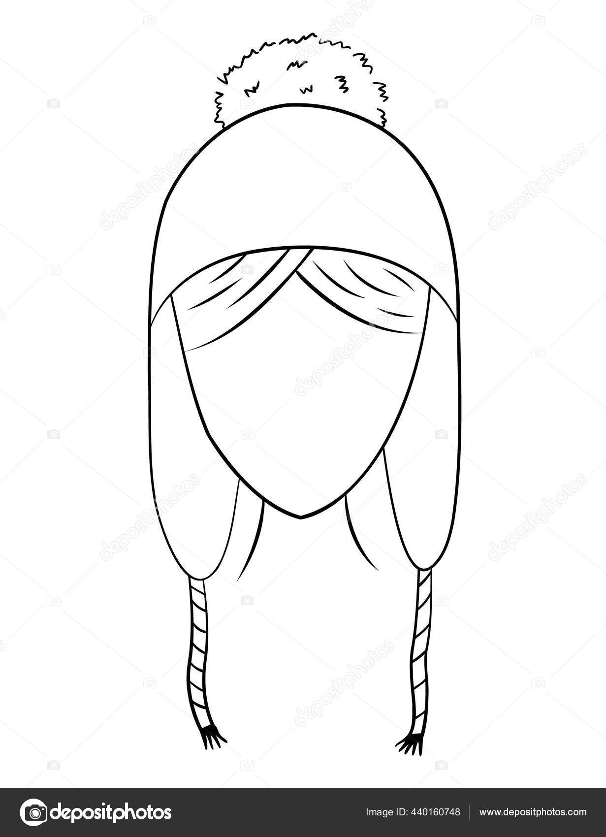 Hat Earflaps Head Girl Face Hair Pom Pom Ties Isolated Vector Image By C Tuhenciya Vector Stock