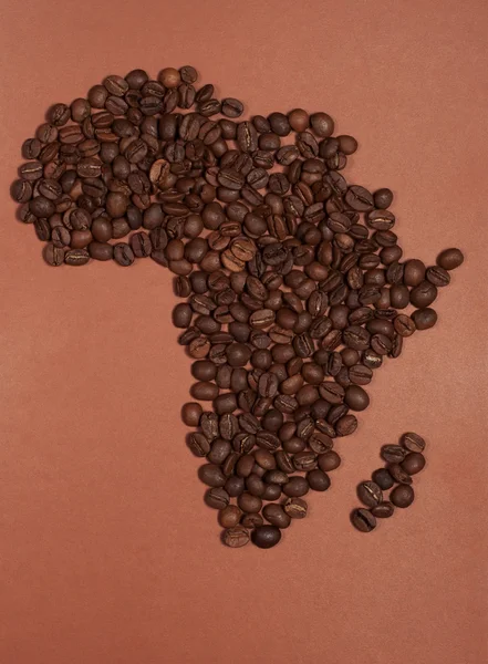Afrique carte continentale faite de grains de café — Photo