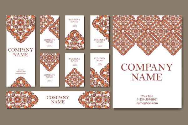 Διάνυσμα πρότυπο επαγγελματική κάρτα. Γεωμετρικό υπόβαθρο. Συλλογή καρτών ή πρόσκληση. Ισλάμ, Αραβική, ινδική, οθωμανικά μοτίβα. — Διανυσματικό Αρχείο