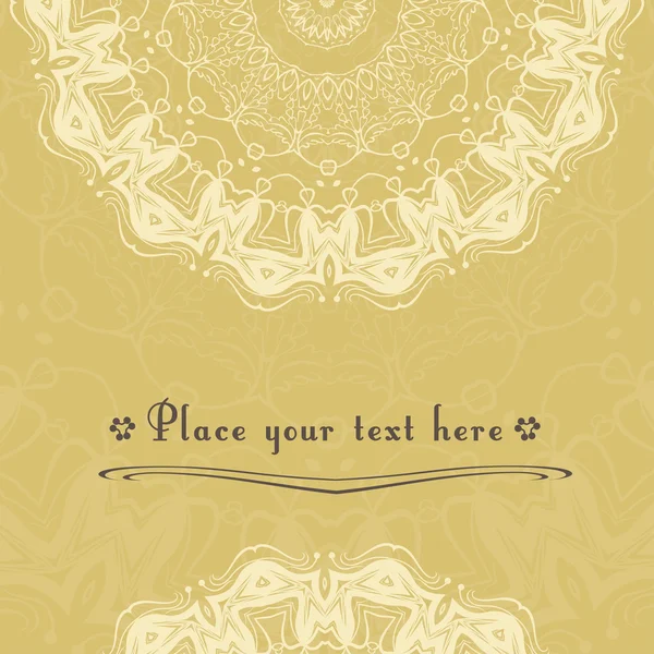 Carte rétro dessinée à la main avec mandala. Fond vintage avec place pour le texte. Peut être utilisé pour invitation, bannière, autres cartes . — Image vectorielle