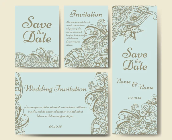 Modèle de vecteur de carte pour mariage. Ensemble d'invitations pour la carte de remerciement, enregistrez la carte de date, fête des mères . — Image vectorielle