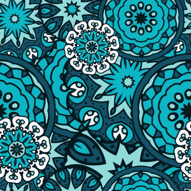 Mandala doku parlak renkler. Dikişsiz desen Hint tarzı üzerinde. Soyut vektör arka plan