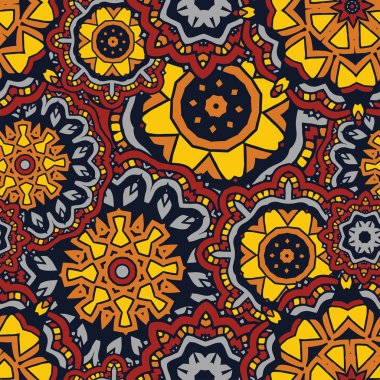 Vektör dekoratif elemanları ile seamless modeli. Yazdırmak için renkli geometrik desen