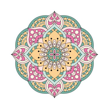 Vektör yuvarlak mandalalar. Grafik şablonu tasarımınız için. Dekoratif retro süsleme. Çiçekler ile çizilmiş arka plan el.