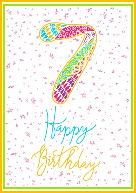 Vektör yazı ver. Mutlu doğum günü tebrik kartı hat ile. Tasarım siyah beyaz kaplama