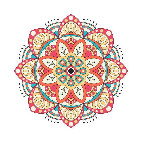 Round mandalas in vector. Graphic template for your design. Decorative retro ornament. Hand drawn background with flowers. — Stock Vector