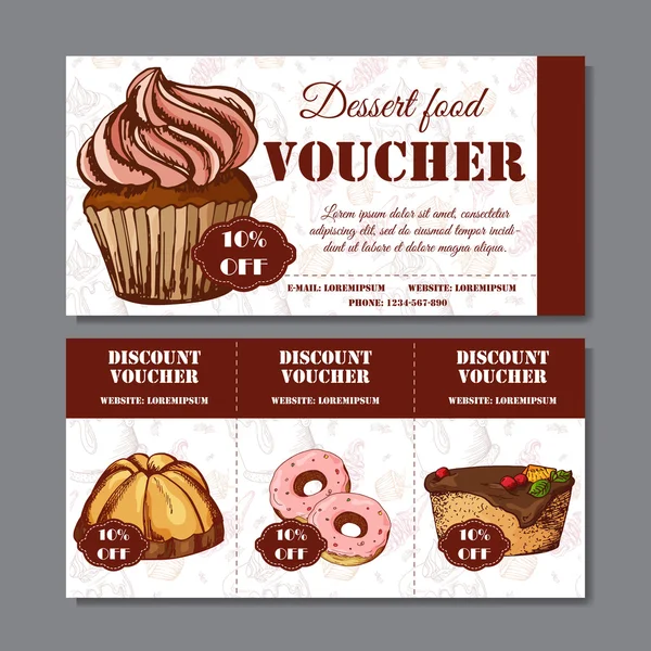 Design certificate for your company. Voucher template for food business. Vector dessert illustration — Stock Vector