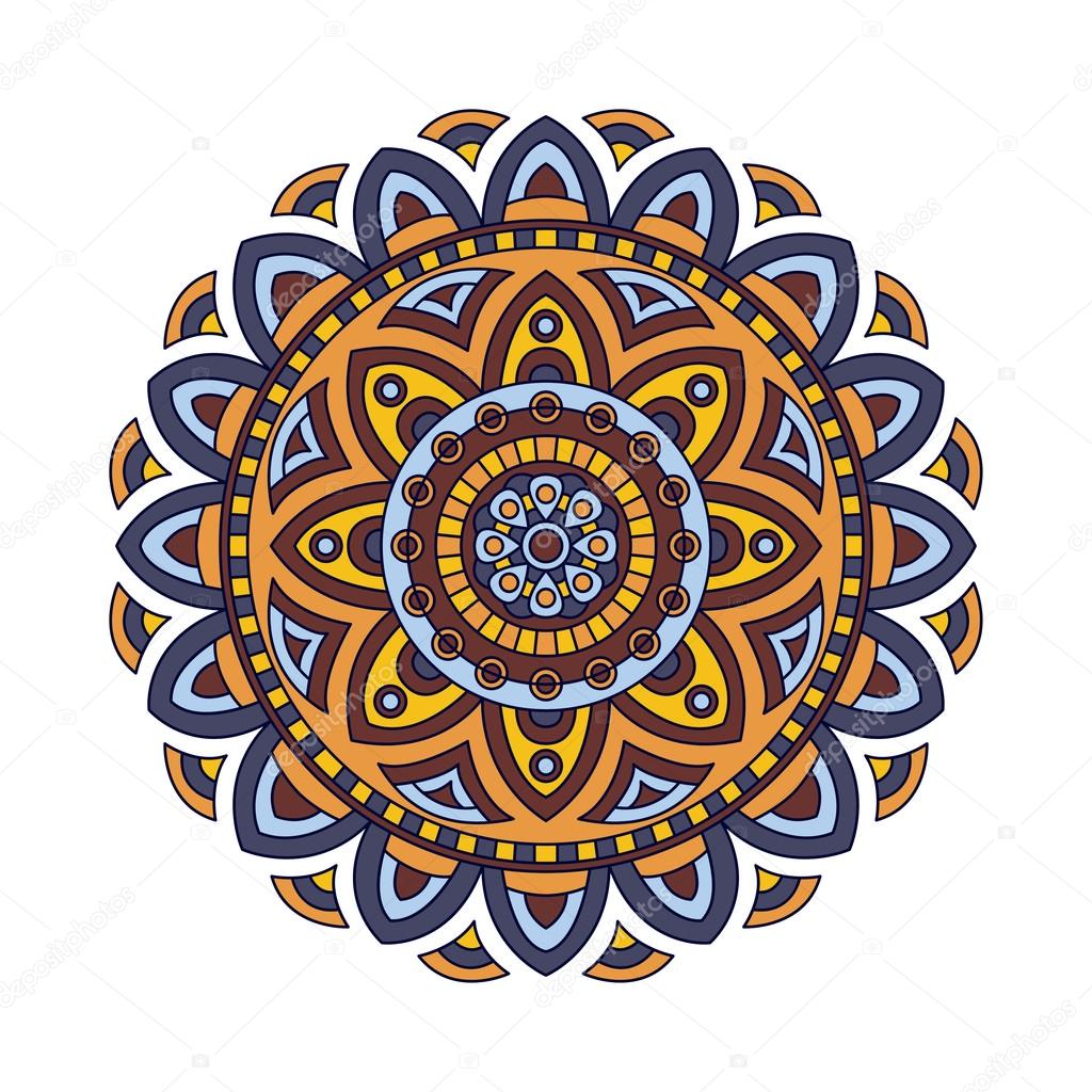 Decorative Ethnic Mandala Outline Isolates Ornament Vector