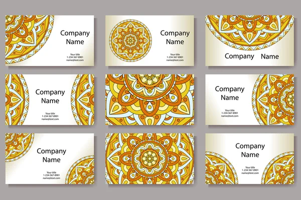 Διάνυσμα πρότυπο επαγγελματική κάρτα. Γεωμετρικό υπόβαθρο. Συλλογή καρτών ή πρόσκληση. Ισλάμ, Αραβική, ινδική, οθωμανικά μοτίβα. — Διανυσματικό Αρχείο
