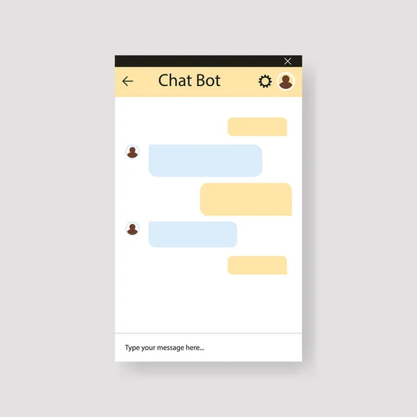 Приложение для обмена текстовыми сообщениями chatbot, изолированное на белом фоне. окна для веб-сайта. социальные коммуникационные концепции в чате. векторный шаблон — стоковый вектор