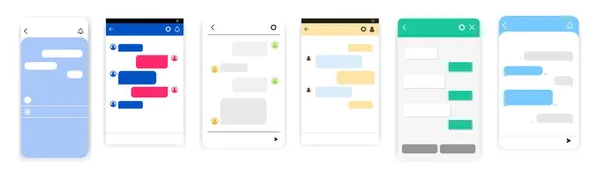 Набор приложений для обмена текстовыми сообщениями онлайн-чатбота изолирован на белом фоне. Windows for website. Социальное общение в чате. Векторный шаблон — стоковый вектор
