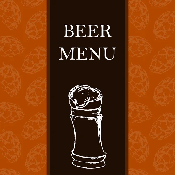 Menú de cerveza. Tarjeta retro o volante. Tema del restaurante. Vector illustr — Archivo Imágenes Vectoriales