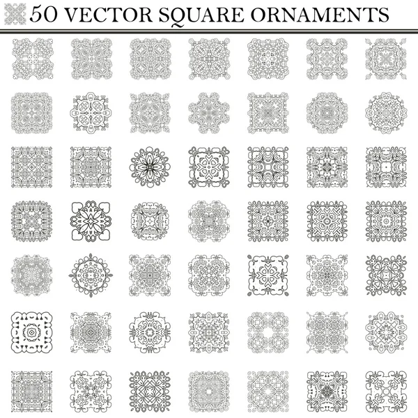 Ensemble vectoriel de symboles. Ornement carré abstrait. Décoratif retr — Image vectorielle
