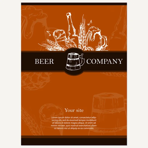 Biermenü. Retro-Karte oder Flyer. Restaurant-Thema. Vektor illustr — Stockvektor