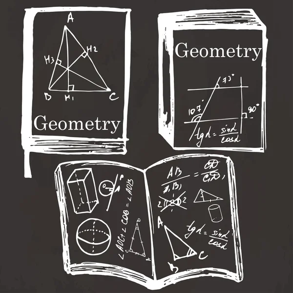 Fizik ders kitabı, çalışma kitabı üzerinde okul yönetimi kümesi. serbest çizim — Stok Vektör