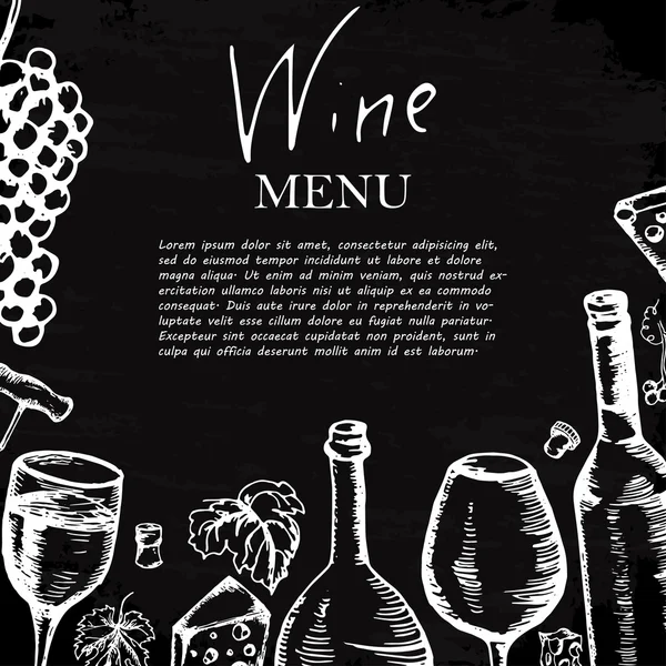 Wine menüből. retro kártya vagy szórólap. étterem téma. Vector illustr — Stock Vector