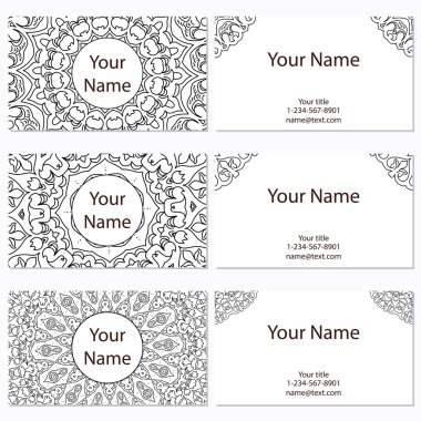 altı kartvizit kümesi. o ile retro tarzında Vintage desen