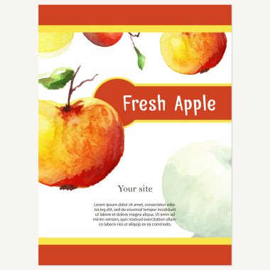 Cafe tasarımı. Vektör elma vintage şablonu. Soyut konsantrasyon