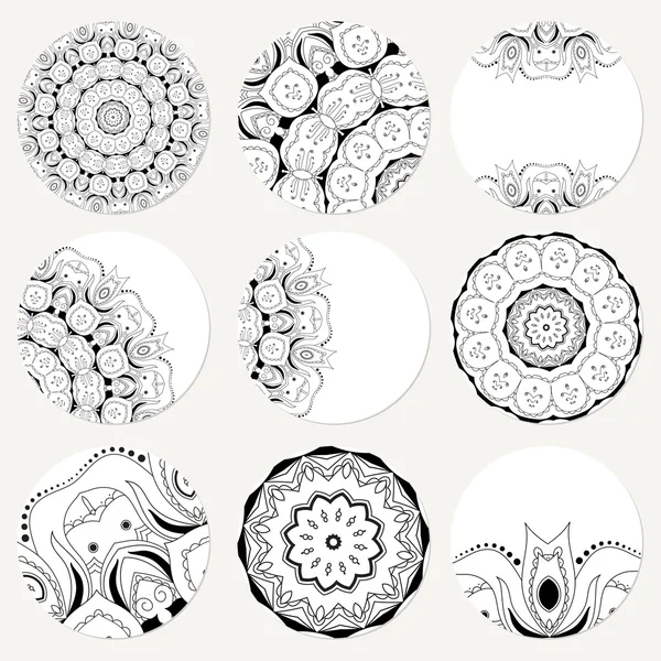 Ensemble vectoriel avec mandala. Arrière-plan cercle abstrait ornement. De — Image vectorielle