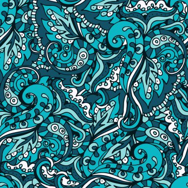 Hand drawn doodle pattern in vector. Zentangle background. Seaml