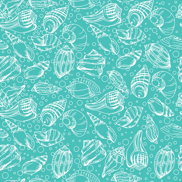 Vector sea  pattern. Summer background with shell elements. Repeating print background texture. — Wektor stockowy
