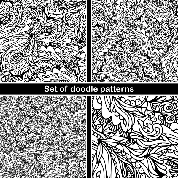 Set of hand drawn doodle pattern in vector. Zentangle background. Seamless abstract texture. Ethnic doodle design with henna ornament. — Stock Vector
