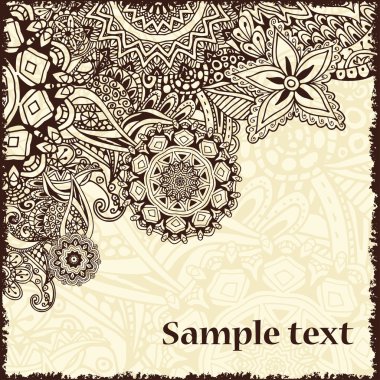 Doodle ile Retro kartı. Metin için yer ile antika arka plan.
