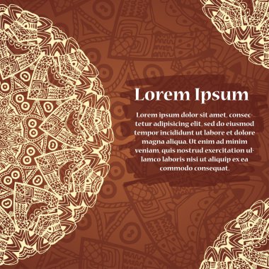 Retro çizilmiş kartıyla mandala. Antika arka plan metin için yer ile. Davet için kullanılan afiş, diğerleri kartları.