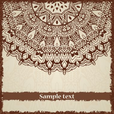 Mandala Retro kartıyla. Metin için yer ile antika arka plan.