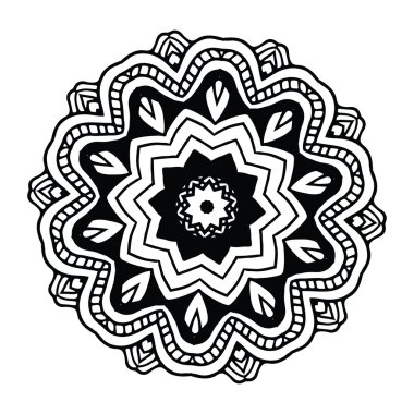 Soyut tasarım siyah beyaz öğesi. Vektör yuvarlak mandala. Grafik şablonu tasarımınız için. Dairesel desen.