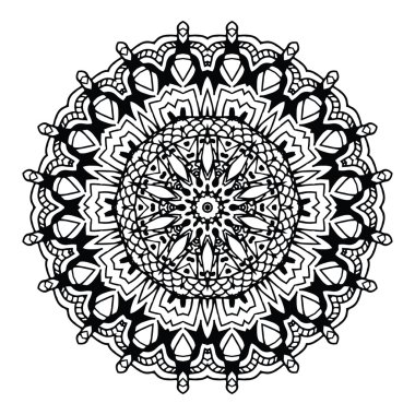 Soyut tasarım siyah beyaz öğesi. Vektör yuvarlak mandala. Grafik şablonu tasarımınız için. Dairesel desen.
