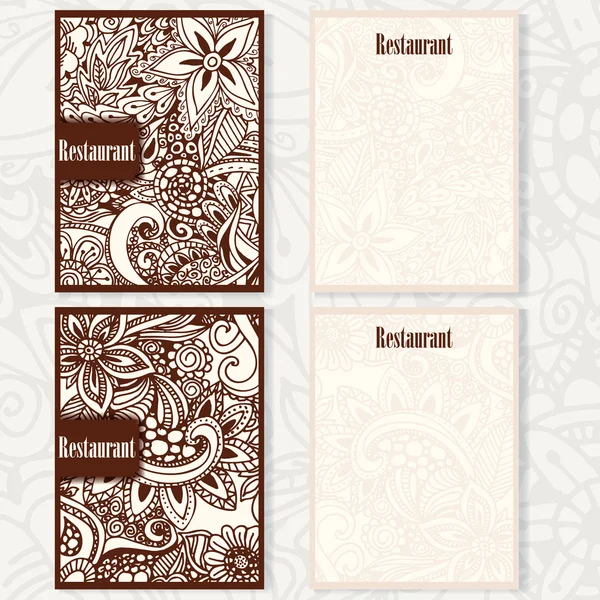 Doodle ontwerp voor restaurant, café menu. Aantal brochures — Stockvector