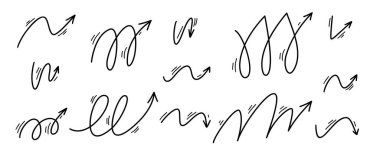 Zıpla, kıvrımlı, sarmal ve kıvrımlı ok çizgileri. Oyuncu el çizimi elementler. Spor için top hareketli yolları da içeriyor. Vektör çizimi izole edildi.