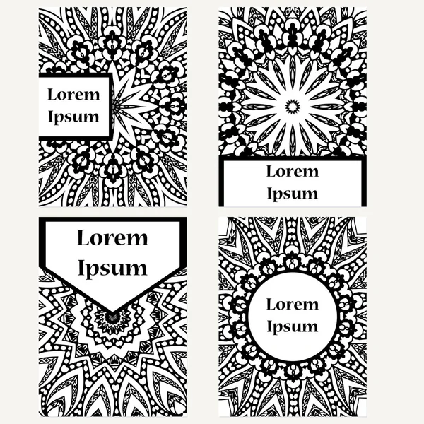 Set of design vertical template brochures. Hand drawn background with mandala. Can be used for yoga studio, invitation card or poster. — Διανυσματικό Αρχείο