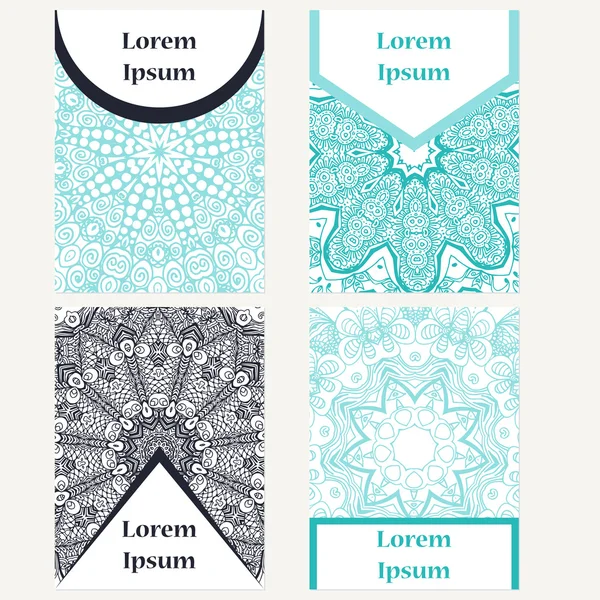Cards design set. Mandala background. Decorative elements for poster, invitation. Oriental templates with place for text — Διανυσματικό Αρχείο