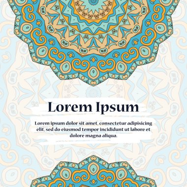 Mandala Retro kartıyla. Metin için yer ile antika arka plan.
