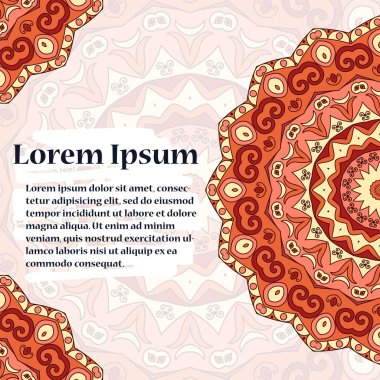 Retro çizilmiş kartıyla mandala. Antika arka plan metin için yer ile. Davet için kullanılan afiş, diğerleri kartları.