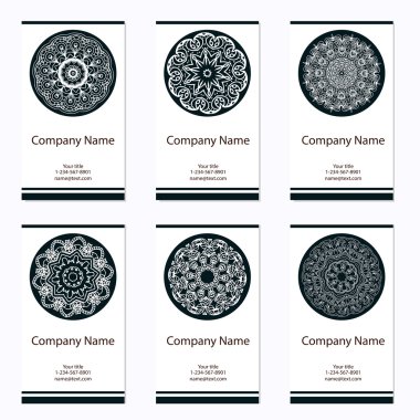 Kartvizit kümesi. süsleme ile retro tarzında Vintage desen