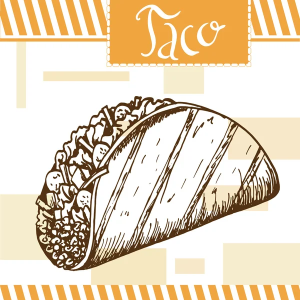Tacos set Handdrawn sketch illustrations of traditional mexican food  isolated on chalkboard background Top front perspective view and taco  with flying ingredients Vintage 22529203 Vector Art at Vecteezy