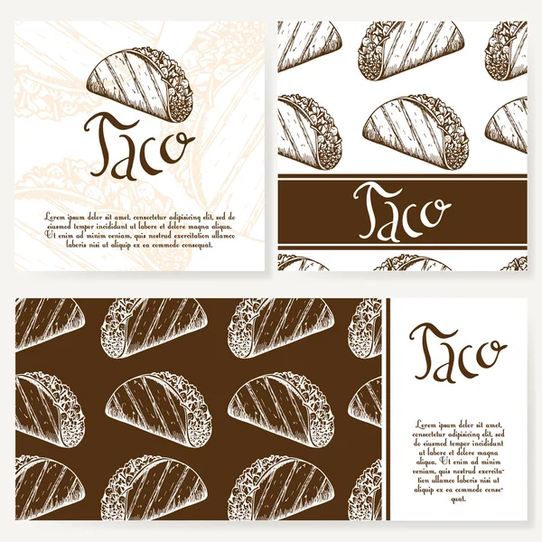 Menú de café con diseño dibujado a mano. Plantilla de menú de restaurante de comida rápida. Conjunto de tarjetas de identidad corporativa. Ilustración vectorial — Vector de stock