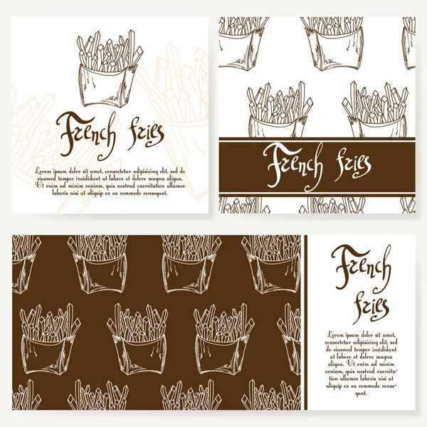 Menú de café con diseño dibujado a mano. Plantilla de menú de restaurante de comida rápida. Conjunto de tarjetas de identidad corporativa. Ilustración vectorial — Vector de stock