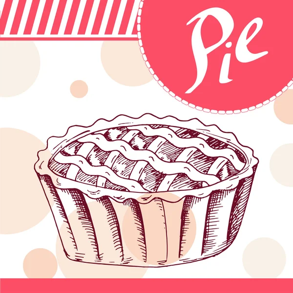 Ilustrasi vektor Pie. Desain roti. Kartu cantik dengan elemen tipografi dekoratif. Ikon Pie untuk poster - Stok Vektor