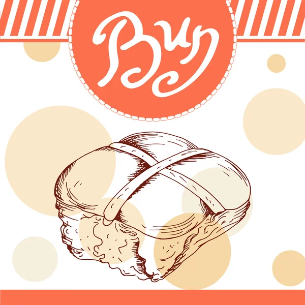 Bun vector illustration. Bakery design. Beautiful card with decorative typography element. Bun icon for poster — Διανυσματικό Αρχείο
