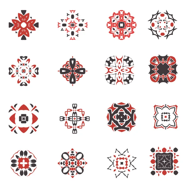 Set di icone geometriche astratte. Simboli vettoriali in stile arabo ornamentale. Design collezione quadrata — Vettoriale Stock