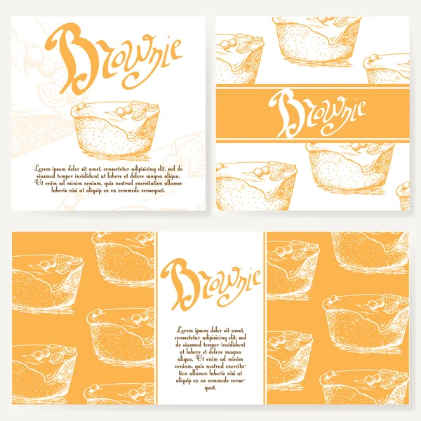 Cafe menu with hand drawn design. Dessert restaurant menu template. Set of cards for corporate identity. Vector illustration — Stock Vector