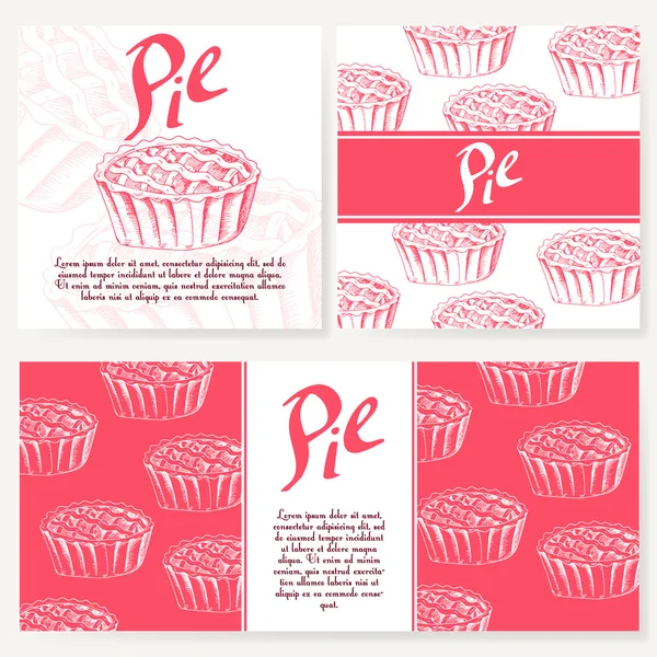 Cafe menu with hand drawn design. Dessert restaurant menu template. Set of cards for corporate identity. Vector illustration — Stock Vector