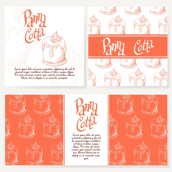 Cafe ontwerpsjabloon. Hand getrokken dessert kaart. Set van restaurant menusjabloon voor huisstijl. — Stockvector
