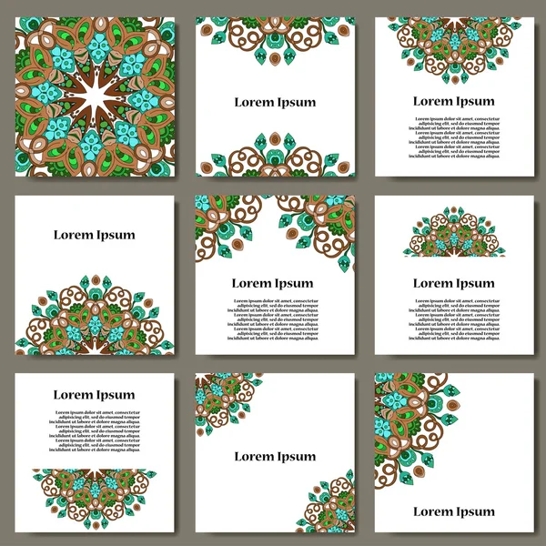 Set of eco brochures and flyers.  Cards with flowers for your design on ecology business — Διανυσματικό Αρχείο