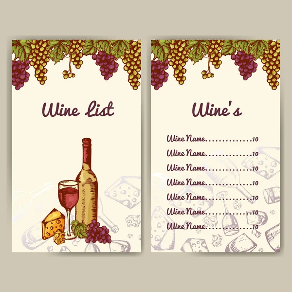 Şarap listesi için tasarım. Restoran davet, menü, banner veya vb şablonu. Şarap konsept tasarımı. Vektör çizim — Stok Vektör